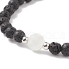 Natural Lava Rock & Shell with Evil Eye Beaded Stretch Bracelet BJEW-JB08235-6