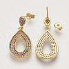 Brass Cubic Zirconia Stud Earrings EJEW-S201-137-2