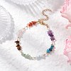 Chakra Natural Rose Quartz & Amethyst & Apatite & Aquamarine & Green Aventurine & Tiger Eye & Carnelian Chip Beaded Bracelets for Women BJEW-JB11740-02-1
