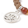 Natural Rudraksha Wood & Mixed Gemstone Stretch Bracelet with Alloy Lotus Charm BJEW-TA00151-4