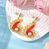 Glass Seed Bead & Glass Pearl Bead Conch Dangle Stud Earrings for Women EJEW-MZ00269-03-2