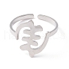 Fishbone Shape 304 Stainless Steel Cuff Ring for Women RJEW-B035-07P-1