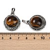 Natural Tiger Eye Half Round Pendants PALLOY-R159-01AS-11-3