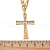 304 Stainless Steel Crystal Rhinestone Cross Pendant Cable Chain Necklaces NJEW-S442-07G-5