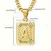 Rectangle with Letter Pattern 304 Stainless Steel Pendant Necklaces FS-WGFC766-09-3