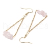 304 Stainless Steel with Natural Rose Quartz Dangle Earrings EJEW-JE06010-01-4