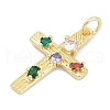 Brass Micro Pave Clear Cubic Zirconia Pendants KK-G522-51G-04-2