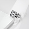 Square with Cross Pattern 304 Stainless Steel Finger Rings for Men FS-WGAC6B1-04-1