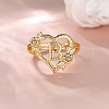 Heart with Flower Hollow Out Brass Finger Rings FS-WG99C3E-02-1