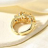 Brass Micro Pave Clear Cubic Zirconia Cuff Rings for Women RJEW-Q008-04G-5