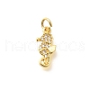 Brass Micro Pave Clear Cubic Zirconia Charms KK-Q040-04A-G-1