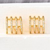 Brass Micro Pave Clear Cubic Zirconia Cuff Earrings EJEW-K309-03G-2