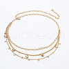 Flat Round & Heart Alloy Crystal Rhinestone Charm 3 Layer Waist Belly Chains for Women FS-WG368BF-01-5