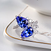 Teardrop Brass Micro Pave Cubic Zirconia Adjustable Cuff Rings for Women FS-WGFBA23-01-2