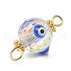 Transparent Evil Eye Glass Connector Charms PALLOY-JF02209-3