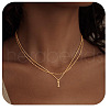 Alloy Initial Pendant Double Layer Necklaces for Women Men WG365C5-09-1