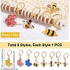  8Pcs 8 Style Bee & Honeycomb Dangle Leverback Earrings for Women HJEW-NB0001-36-6