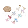 Natural Quartz Crystal & Glass Butterfly Beaded Dangle Stud Earrings EJEW-JE05197-2