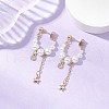 Mother's Day Jewellery 304 Stainless Steel Round with Star Shell Pearl Hoop Earrings EJEW-TA00633-1