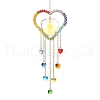 Glass Heart Pendant Decoration HJEW-JM01189-1