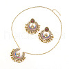 Teardrop & Ring Alloy & Plastic Pearl Enamel Pendant Necklace & Stud Dangle Earrings Sets FS-WG36BCF-04-2