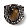 Natural Tiger Eye Oval Adjustable Rings RJEW-K271-06R-22-3
