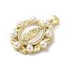 Brass Pave Shell Pendants KK-I708-16N-G-2