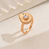 Brass Pave Cubic Zirconia Adjustable Finger Rings for Women VI2002-1