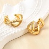 Brass Micro Pave Clear Cubic Zirconia Cuff Earrings EJEW-K309-11G-3