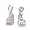 Brass Micro Pave Clear Cubic Zirconia European Dangle Charms ZIRC-I036-21P-1