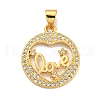 Rack Plating Brass Micro Pave Cubic Zirconia Pendants KK-B091-50E-G-1