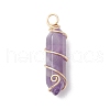 Natural Mixed Gemstone Copper Wire Wrapped Pointed Pendants PALLOY-JF02603-01-3