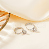 Elegant U-shaped Brass Clear Cubic Zirconia Hoop Earrings VN7337-2-2