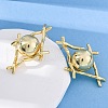 Rhombus with Round Brass Stud Earrings EJEW-R025-03G-3