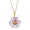 Flower Handmade Glass Seed Beaded Pendant Necklaces NJEW-MZ00096-02-2