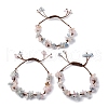 Adjustable Natural Morganite Braided Bead Bracelets for Women BJEW-U035-02K-4