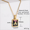 304 Stainless Steel Pave Natural Paua Shell Rectangle Initial Pendant Necklaces for Women FS-WG38E89-01-2