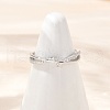 925 Sterling Silver Micro Pave Clear Cubic Zirconia Adjustable Cuff Rings for Women RJEW-G351-04P-1