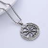 Nordic Viking Pirate Logo Stainless Steel Compass Pendant Necklace Jewelry FC0487-4