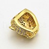 CZ Brass Micro Pave AAA Cubic Zirconia 3D Leopard Head Beads ZIRC-L012-09G-NR-3