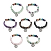 Natural Mixed Gemstone Round Beaded Chakra Stretch Bracelets BJEW-K251-01-1