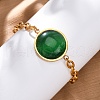 304 Stainless Steel Flat Round Link Bracelets BJEW-A036-10G-02-2