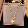 304 Stainless Steel Heart Pendant Necklaces for Women NJEW-Z072-06G-1