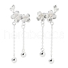999 Fine Silver Flower Stud Earrings EJEW-P296-12S-1