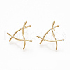 Brass Micro Pave Clear Cubic Zirconia Stud Earrings ZIRC-Q021-078G-NF-2
