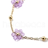 Glass Flower Link Chain Necklaces NJEW-H041-04G-01-2