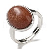 Synthetic Goldstone Oval Adjustable Rings RJEW-K371-07S-13-2