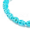 Synthetic Turquoise(Dyed) Skull Stretch Bracelet BJEW-JB08068-02-4