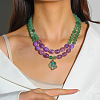 Plastic Beaded Irregular Pendant Double Layer Necklaces for Women FS-WG0EC0F-01-1