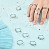 12Pcs 12 Constellation 304 Stainless Steel Open Cuff Rings Set for Women RJEW-TZ0001-02-5